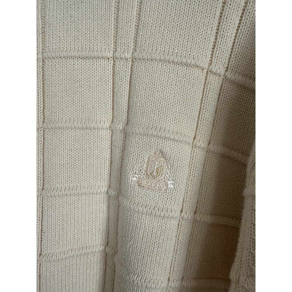 Vintage 90s IZOD 100% Cotton Sweater Knit Casual Pastel Yellow Golf Size Large - Picture 6 of 12